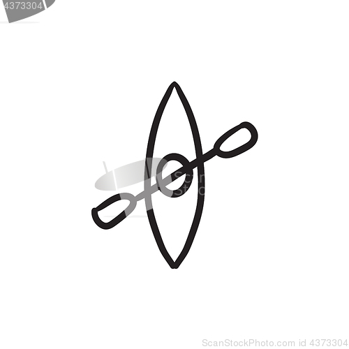 Image of Kayak with paddle sketch icon.