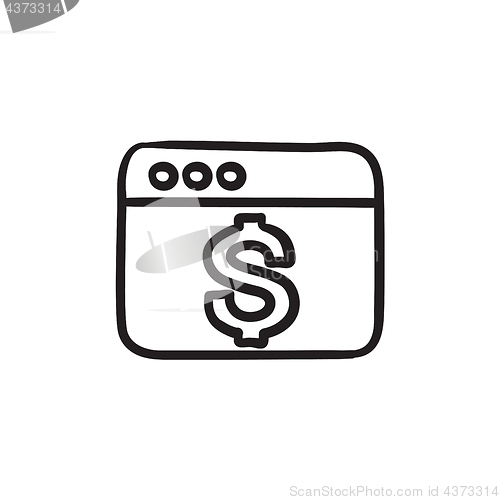 Image of Browser window with dollar sign sketch icon.