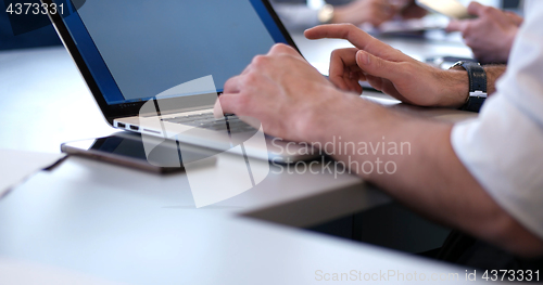 Image of office and teamwork concept - group of business people having a 