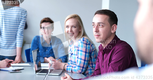 Image of Business Team At A Meeting at modern office building
