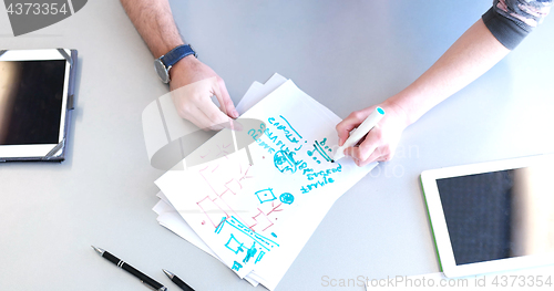 Image of office and teamwork concept - group of business people having a 