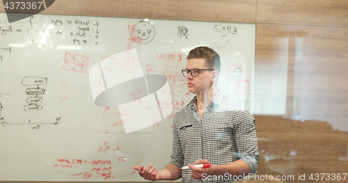 Image of young businessman in startup office