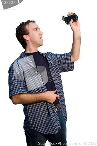 Image of Man Holding Video Camera