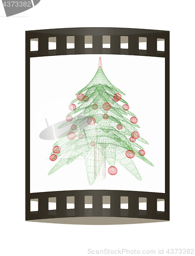 Image of Christmas tree concept. 3d illustration. The film strip.