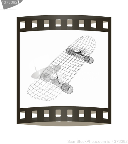 Image of Skateboard. 3d illustration. The film strip.