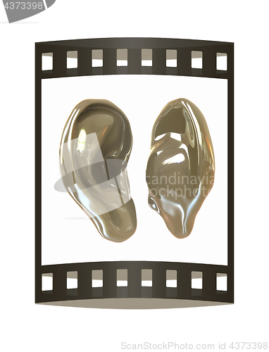 Image of Ear model. 3d illustration. The film strip.