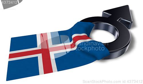 Image of mars symbol and flag of iceland - 3d rendering