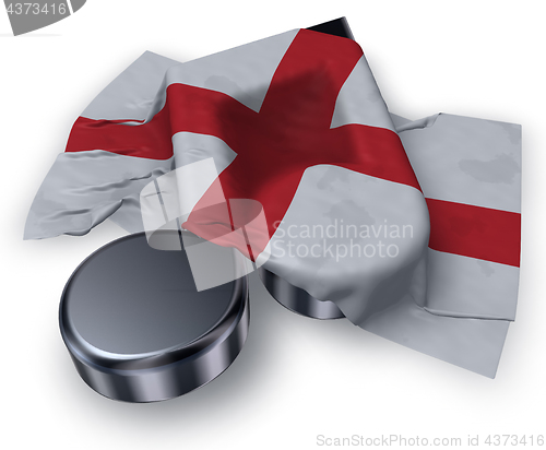 Image of music note symbol and english flag - 3d rendering