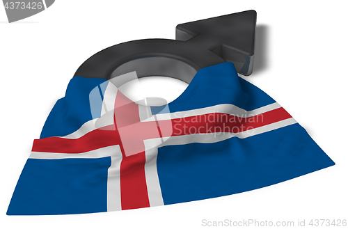 Image of mars symbol and flag of iceland - 3d rendering