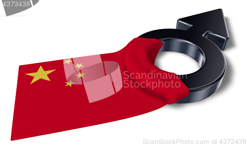 Image of mars symbol and flag of china - 3d rendering