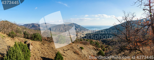 Image of Mountain plateau in the background of the cloudy sky