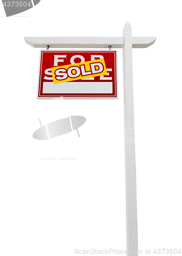 Image of Left Facing Sold For Sale Real Estate Sign Isolated on a White B