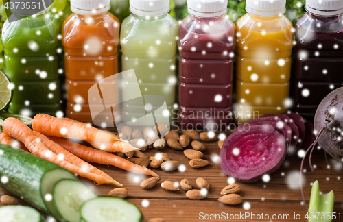 Image of bottles with different fruit or vegetable juices