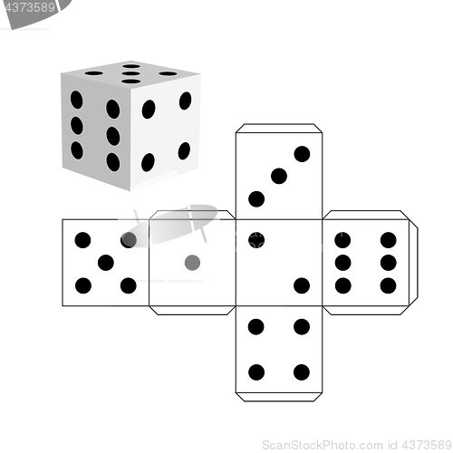 Image of Dice template - model of a white cube