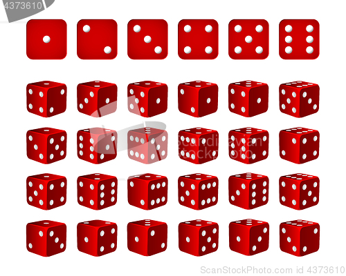 Image of Set of 24 icons of dice in all possible turns