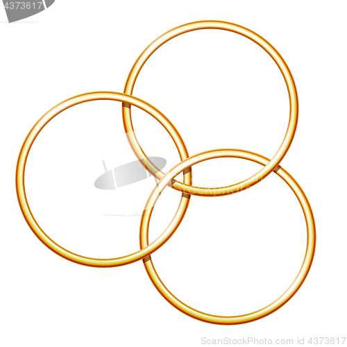 Image of Three linking metal rings for showing magic trick.