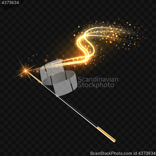 Image of Magic wand with magical gold sparkle trail