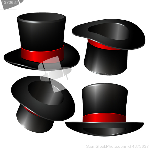 Image of Set of black magician cylinder hats