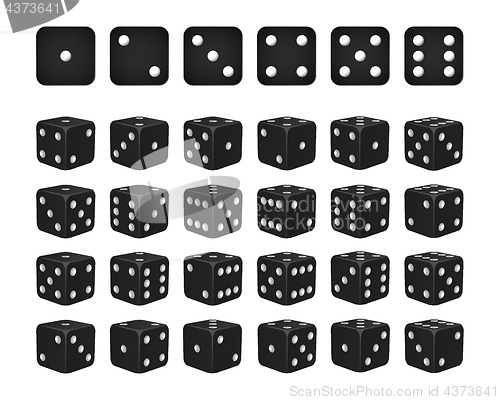 Image of Set of 24 icons of dice in all possible turns