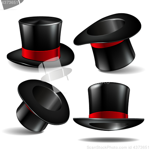 Image of Set of black magician cylinder hats