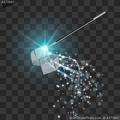 Image of Magic wand with flying snowflakes