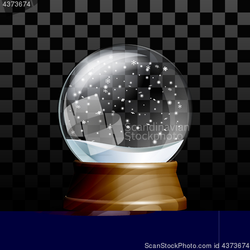 Image of Snow globe with falling snowflakes.