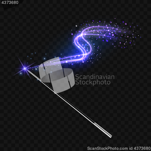 Image of Magic wand with magical violet sparkle trail