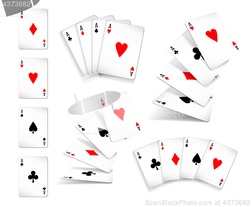 Image of Several variants Set of four aces deck of cards