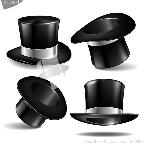 Image of Set of black magician cylinder hats