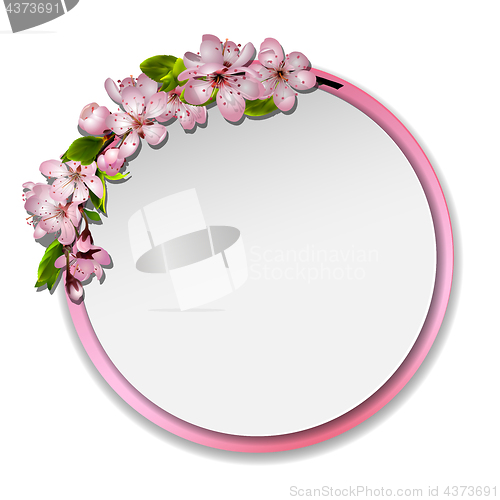 Image of Round frame with sakura blossom.