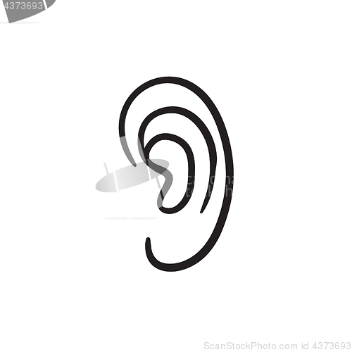 Image of Human ear sketch icon.