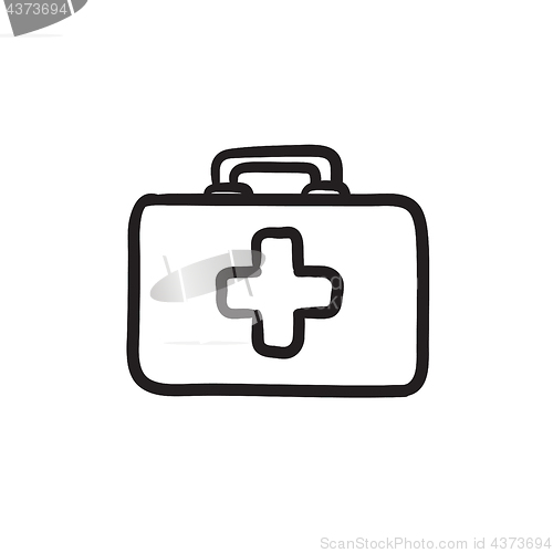 Image of First aid kit sketch icon.