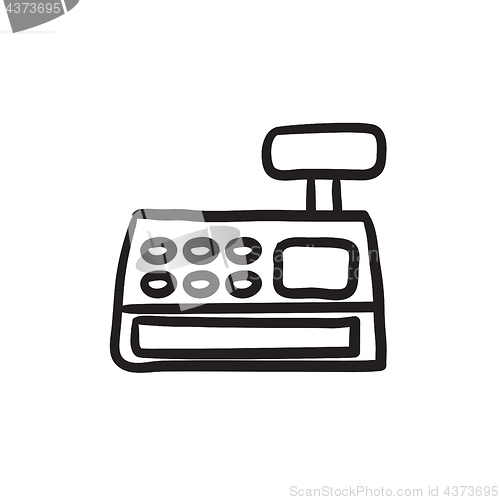 Image of Cash register machine sketch icon.