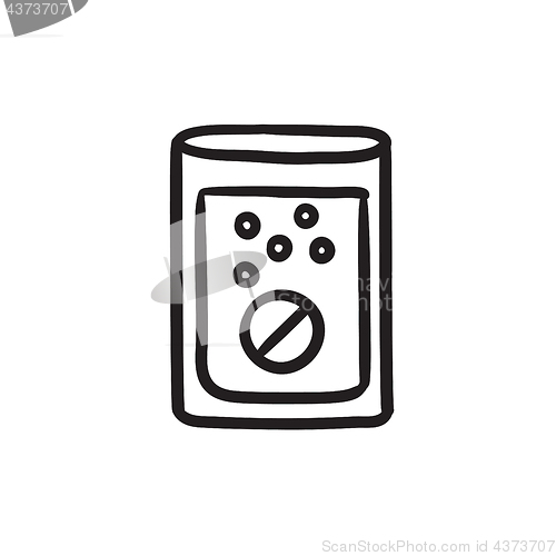 Image of Tablet into glass of water sketch icon.