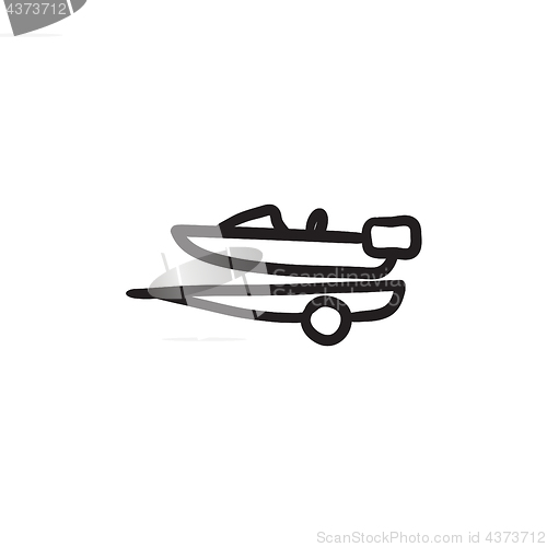 Image of Boat on trailer for transportation sketch icon.