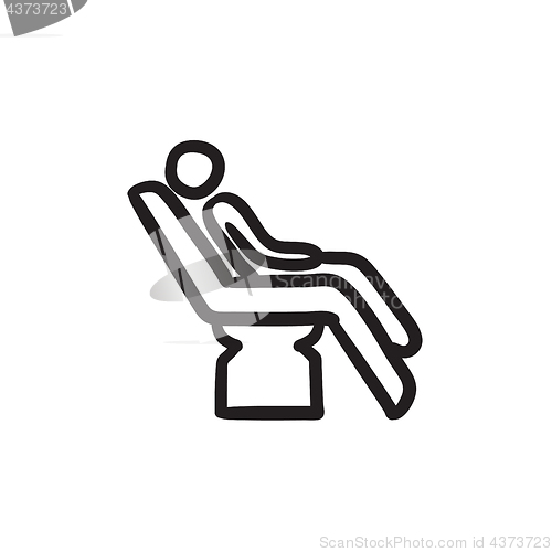 Image of Man sitting on dental chair sketch icon.
