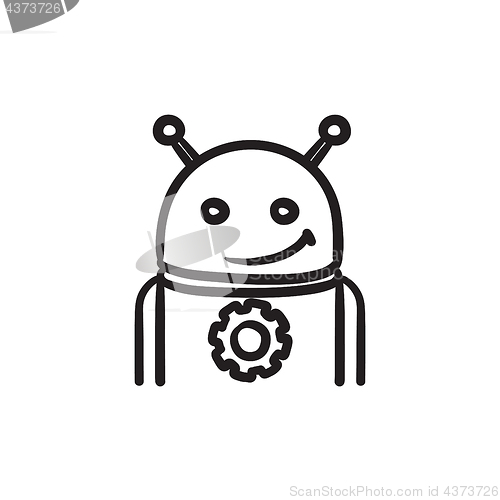 Image of Android with gear sketch icon.