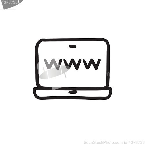 Image of Website on laptop screen sketch icon.