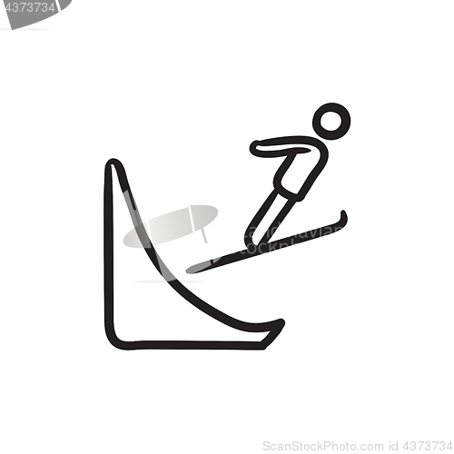 Image of Ski jumping sketch icon.