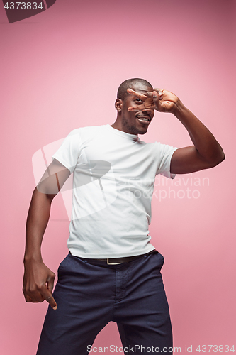 Image of Portrait of a very happy afro American man