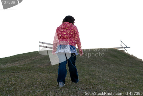 Image of Girl Climbing Hill