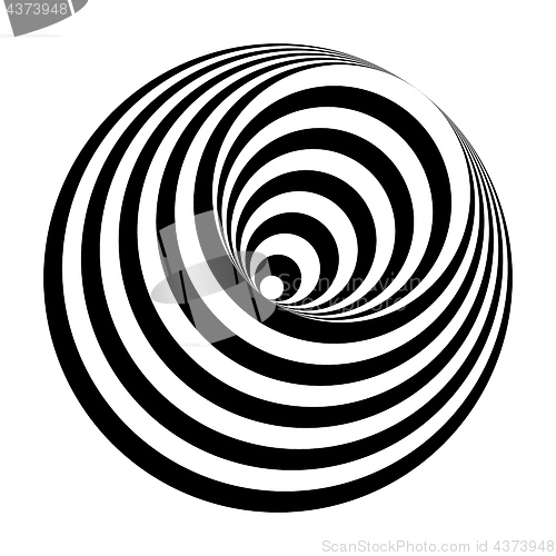 Image of optical illusion black and white circles cone