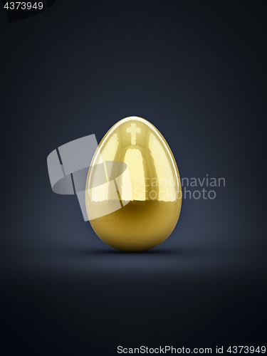 Image of a golden easter egg with cross reflection on top