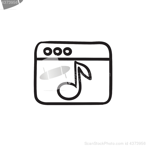 Image of Browser window with music note  sketch icon.