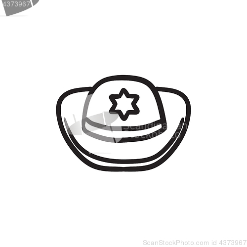 Image of Sheriff hat sketch icon.