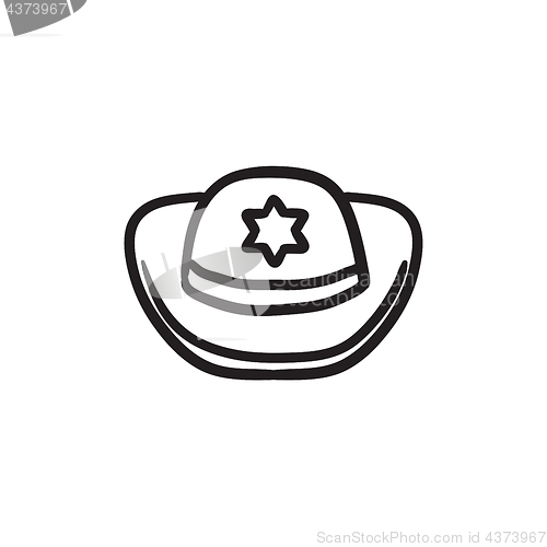 Image of Sheriff hat sketch icon.