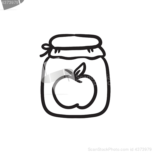 Image of Apple jam jar sketch icon.