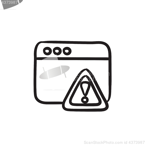 Image of Browser window with warning sign sketch icon.