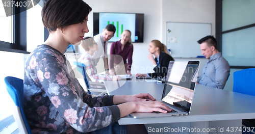 Image of Business Team At A Meeting at modern office building