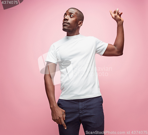 Image of Portrait of a very happy afro American man